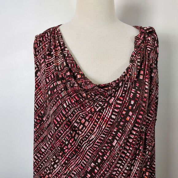 Merona Shirt Top Cowl Neck Womens Plus Size 3X Sleeveless Flowy Brown Pink - Picture 3 of 11